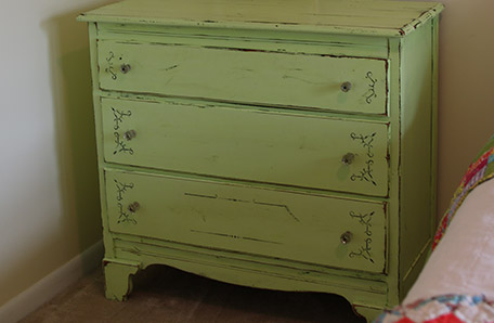 The dresser in the granddaughters’ bedroom before its makeover